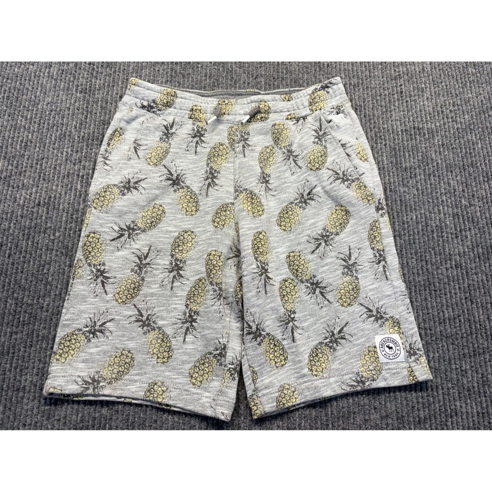 Abercrombie Kids Gray Pineapple Fleece Sweat Shorts Size 13/14 Drawstring Summer